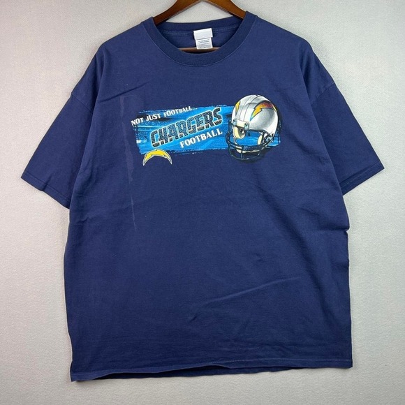 The Unbranded Brand Other - Not Just Football Chargers Football Helmet Logo Blue Tee Shirt XXL